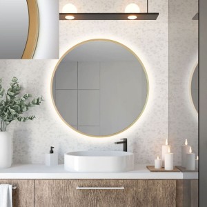 Baltica Design TOP FRAME CADRE lustro 50 cm okrągłe z oświetleniem LED złote barwa światła neutralna
