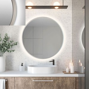 Baltica Design TOP FRAME CADRE lustro 70 cm okrągłe z oświetleniem LED srebrne barwa światła ciepła