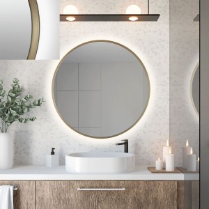 Baltica Design TOP FRAME CADRE METAL lustro 60 cm okrągłe z oświetleniem LED mosiężne barwa światła ciepła