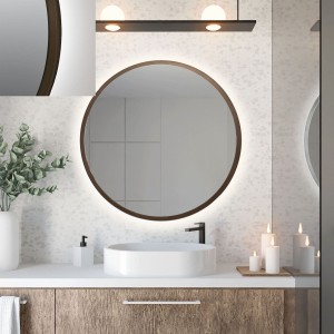 Baltica Design TOP FRAME CADRE METAL lustro 70 cm okrągłe z oświetleniem LED brązowe barwa światła zimna
