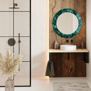 Baltica Design MALERI JUNGLE GLASS AND MORE lustro 80 cm okrągłe zielone