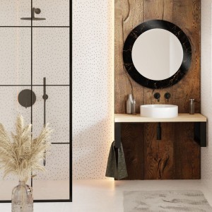 Baltica Design MALERI MARBLE BLACK GLASS AND MORE lustro 100 cm okrągłe czarne