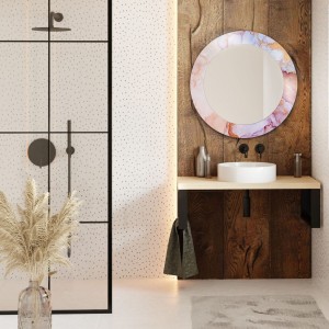 Baltica Design MALERI PINK QUARTZ GLASS AND MORE lustro 100 cm okrągłe różowe