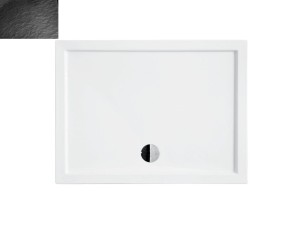 Besco Alpina Slimline Stone Effect New 120x80 BAA-128-PCN czarny kompozytowy brodzik prysznicowy
