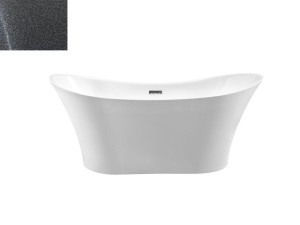 Besco Amber Glam Grafitowa 170x80 #WA-170-AGR wanna wolnostojąca z chromowanym przelewem