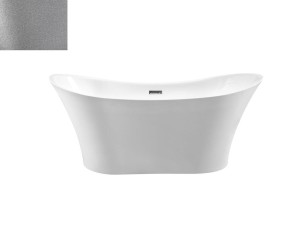 Besco Amber Glam Srebrna 170x80 #WA-170-ASB wanna wolnostojąca z białym przelewem