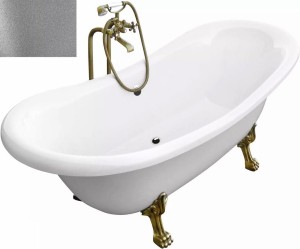 Besco Amelia Glam Srebrna 190x77 #WKA-190+GSG wanna wolnostojąca ze złotymi nogami