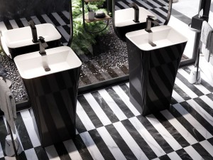Besco Assos S-Line B/W 40x50x85 #UMD-AP-WOBW umywalka wolnostojąca
