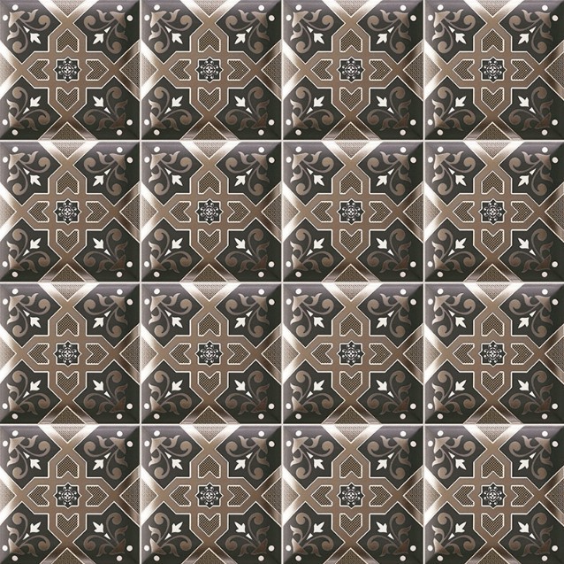 Płytki orientalnę brazowe wzorzyste patchwork Mainzu Hd Effects Dekor Esna Brown 15x15 55182