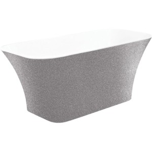 Besco Assos S-Line Glam Srebrna wanna wolnostojąca 160x70 #WMD-160-ALS z chromowanym korkiem klik-klak