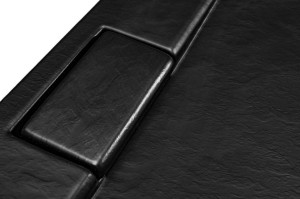 Besco Axim Ultraslim Stone Effect New 90x90 #BAX-90-NRCN czarny kompozytowy półokrągły brodzik prysznicowy