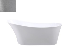 Besco Calima Glam Srebrna 170x74 #WAS-170-CSB wanna wolnostojąca z białym przelewem