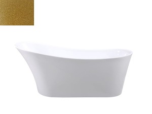 Besco Calima Glam Złota 170x74 #WAS-170-CZB wanna wolnostojąca z białym przelewem