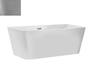 Besco Evita Glam Srebrna 160x80 #WA-160-ESB wanna wolnostojąca z białym przelewem