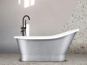 Besco Gloria Glam Srebrna 160x68 #WMD-160-GLS wanna wolnostojąca z chromowanym korkiem klik-klak