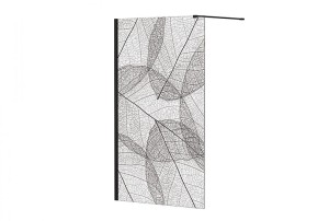 Besco Leafy 100x200 LF-100-200C czarna kabina Walk-In z nadrukiem
