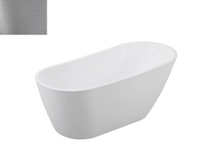 Besco Melody Glam Srebrna 150x80 #WA-150-MSB wanna wolnostojąca z białym przelewem