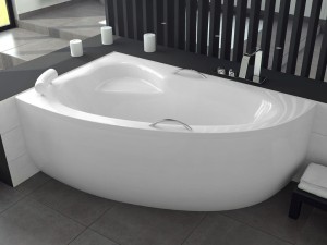 Besco Natalia Premium 150x100 prawa #WAN-150-NP$ wanna narożna do zabudowy z uchwytami i zagłówkiem