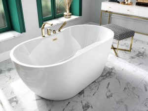 Besco Navia 150x80 #WAS-150-NCZ wanna wolnostojąca z czarnym przelewem