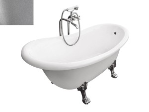 Besco Otylia Glam Srebrna 170x77 #WKO-170-GSB wanna wolnostojąca z czarnymi nogami