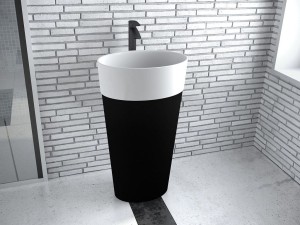 Besco Uniqa B/W umywalka wolnostojąca 32x46x84 #UMD-U-WBW z chromowanym korkiem klik-klak