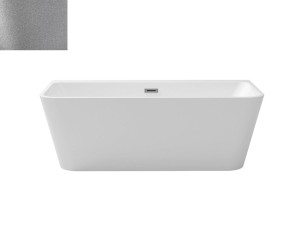 Besco Varya Glam Srebrna 170x80 #WA-170-VRSC wanna wolnostojąca-przyścienna z czarnym przelewem