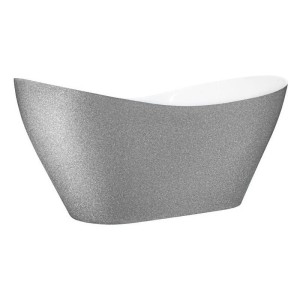 Besco Viya Glam Srebrna 160x70 #WMD-160-VS wanna wolnostojąca z chromowanym korkiem klik-klak