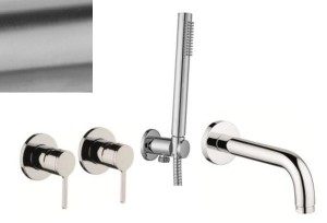 Emmevi Rubinetterie Filo FIL010ZWW.INOX stalowa szczotkowana podtynkowa bateria wannowa 4-otworowa