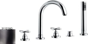 Emmevi Rubinetterie Spirit New 31121NO bateria wannowa 5-otworowa dwuuchwytowa czarna