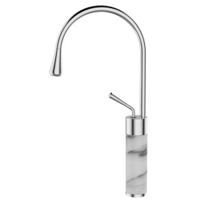 Invena wysoka bateria umywalkowa stojąca Gabro Trend biała/chrom BU-33-W02-V