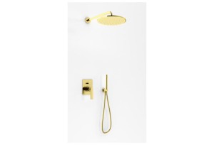 Kohlman EXPERIENCE GOLD BRUSHED QW210EGDBR25 zestaw prysznicowy z deszczownicą R25EGDB złoto szczotkowane