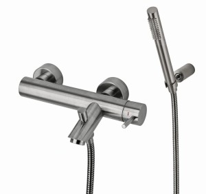 Paffoni Light LIG023ST bateria wannowa ścienna jednouchwytowa stal szczotkowana