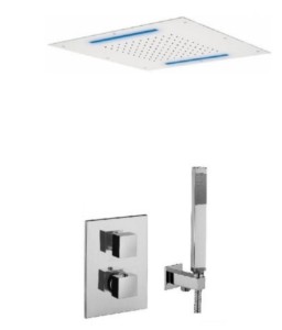 Paffoni Rubinetterie Chromoterapia LEQ518ZES01-LED zestaw prysznicowy termostatyczny z deszczownicą sufitową LED chrom