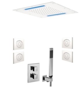 Paffoni Rubinetterie Chromoterapia LEQ519ZES03-LED zestaw prysznicowy  termostatyczny z deszczownicą sufitową LED chrom