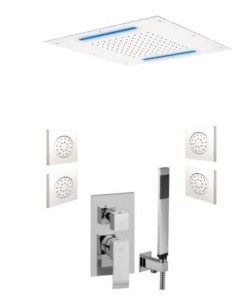 Paffoni Rubinetterie Chromoterapia LES019ZES03-LED zestaw prysznicowy z deszczownicą sufitową LED chrom