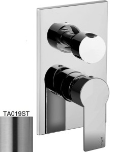 Paffoni Tango TA019ST bateria prysznicowa podtynkowa 3-drożna z przełącznikiem jednouchwytowa stal szczotkowana