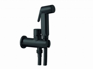 Palazzani DIGIT COLOR Black Mat 12221538 bateria bidetowa podtynkowa z zestawem natryskowym  czarna