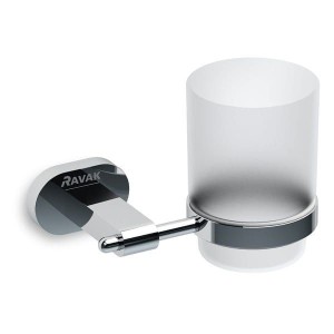 Ravak Chrome CR 210.00 X07P188 kubek szklany z uchwytem naściennym chrom