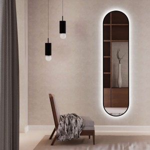 Smartwoods BRIGHT PASTILLE lustro 155x40 cm owalne z oświetleniem LED czarne barwa światła neutralna