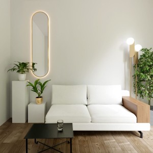 Smartwoods BRIGHT PASTILLE lustro 155x40 cm owalne z oświetleniem LED złote barwa światła ciepła
