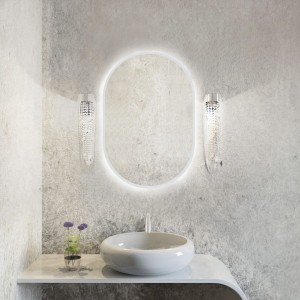 Smartwoods BRIGHT PASTILLE lustro 95x40 cm owalne z oświetleniem LED białe barwa światła ciepła