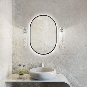 Smartwoods BRIGHT PASTILLE lustro 95x40 cm owalne z oświetleniem LED czarne barwa światła neutralna