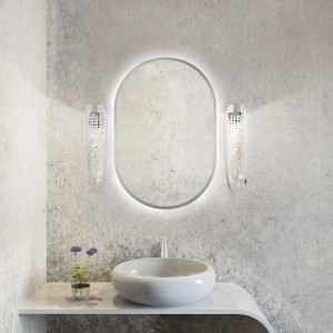 Smartwoods BRIGHT PASTILLE lustro 95x40 cm owalne z oświetleniem LED srebrne barwa światła zimna