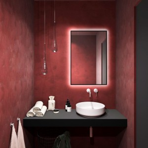 Smartwoods BRIGHT STRAIGHT lustro 90x60 cm prostokątne z oświetleniem LED czarne barwa światła neutralna