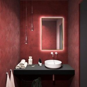 Smartwoods BRIGHT STRAIGHT lustro 90x60 cm prostokątne z oświetleniem LED złote barwa światła zimna
