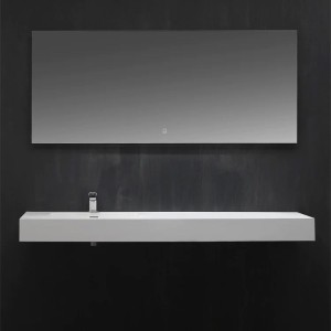 StoneArt podwieszana umywalka konglomeratowa LP4516L 160x48 w połysku