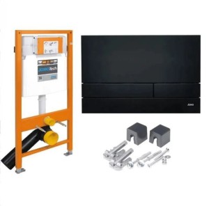 Werit Jomo Tech 174-91100700-00 Stelaż podtynkowy ze wspornikami 3w1 do WC H=112 + przycisk Exclusive czarny połysk 167-44009005-00