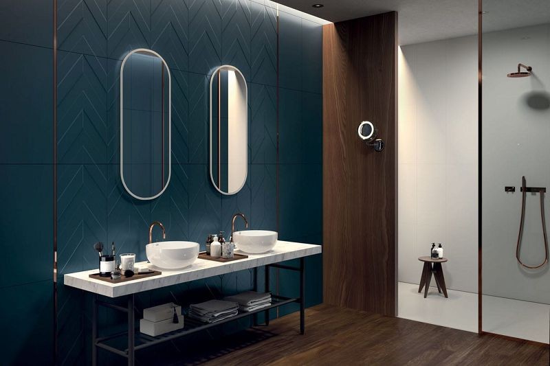 Marca Corona 4D Chevron Deep Blue 40x80 D734 płytki ścienne 142805