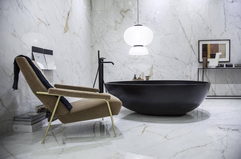 Spiek kwarcowy marmur biały ze złotą żyłą Marazzi Grande M.Look Golden White lux 120x278 6mm 100534