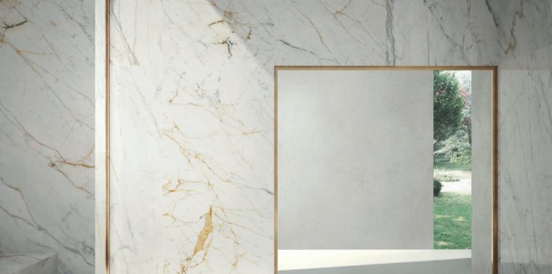Spiek kwarcowy marmur biały ze złotą żyłą Marazzi Grande M.Look Golden White lux 120x278 6mm 100535